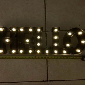 Hello light up sign decor. Can be hung on a wall